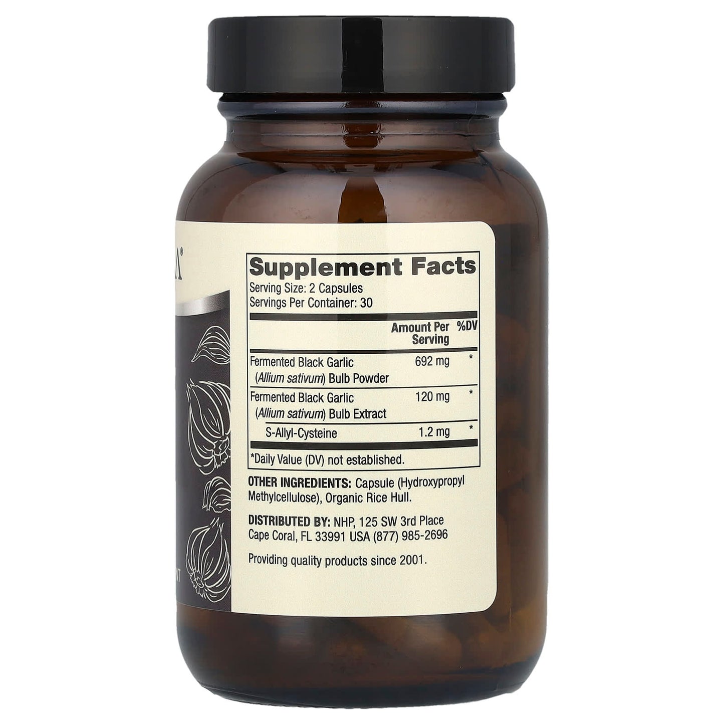 Fermented Black Garlic, 30 Servings (60 Capsules), Dietary Supplement, Supports Immune and Blood Pressure Health / Ajo negro fermentado, 30 porciones (60 cápsulas), suplemento dietético, apoya la salud inmunológica y de la presión arterial