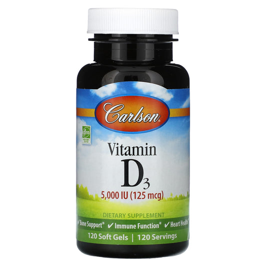 Vitamin D3 5000 IU (125 mcg), Bone Health, Muscle Health, Vitamina D3 5000 UI (125 mcg), Salud ósea, Salud muscular,