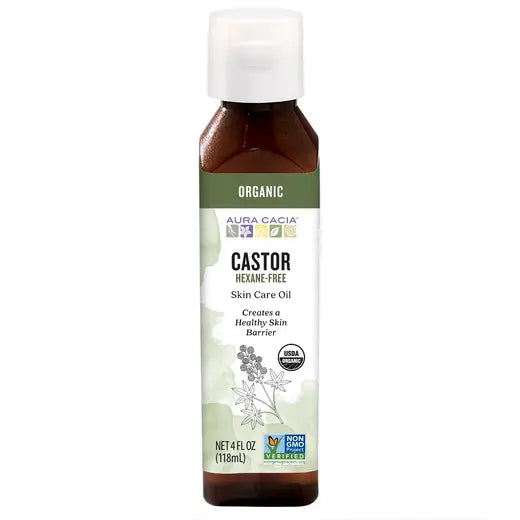 Aura Cacia Organic Castor Oil 4 fl. oz. aceite de recino organico 4 onzas