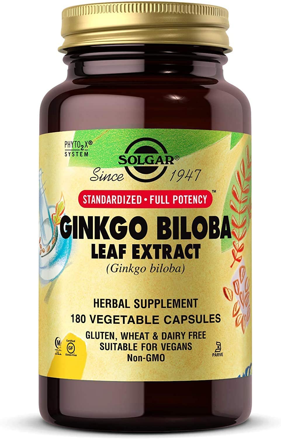 SOLGAR GINKGO BILOBA LEAF EXTRACT 180 VCAPS